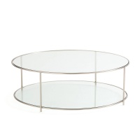 Стол Журнальный круглый с отделкой никелем Sybil единый размер серый AM.PM  фото, kupilegko.ru